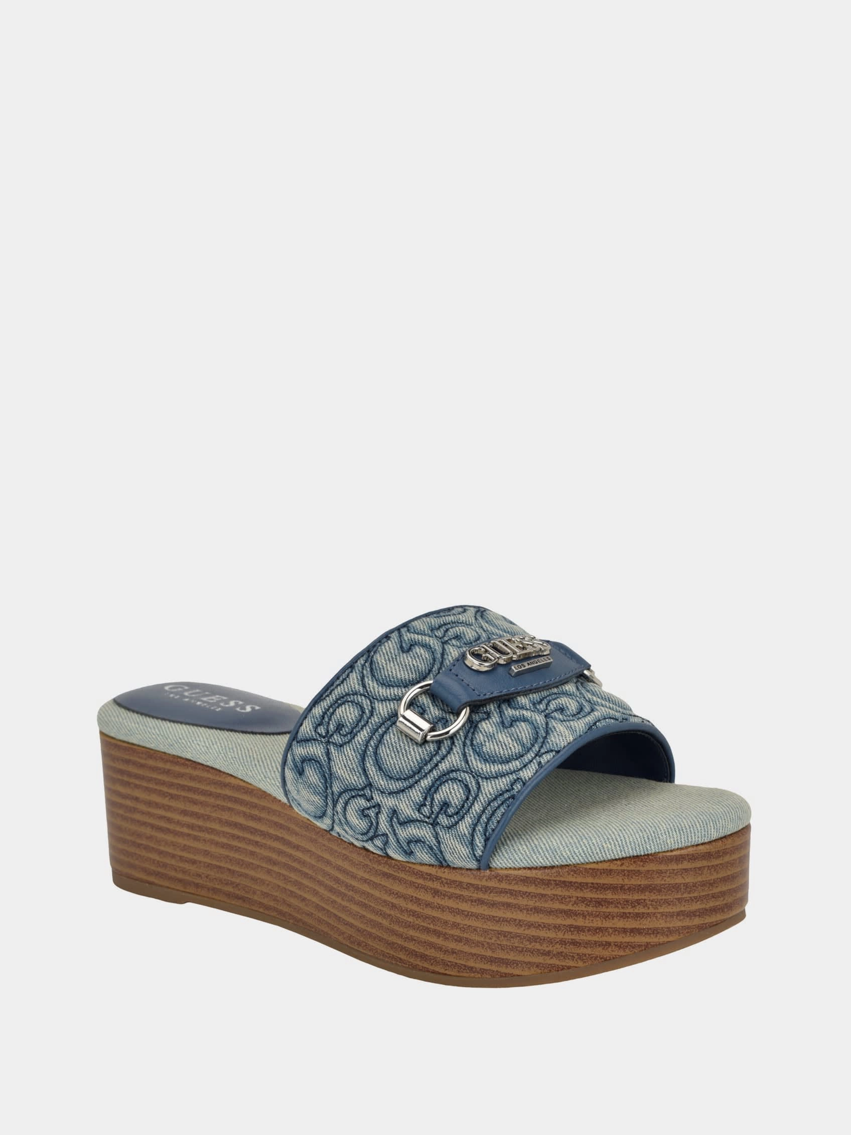 Matties Denim Wooden Platform Sandals Jean And Sandals