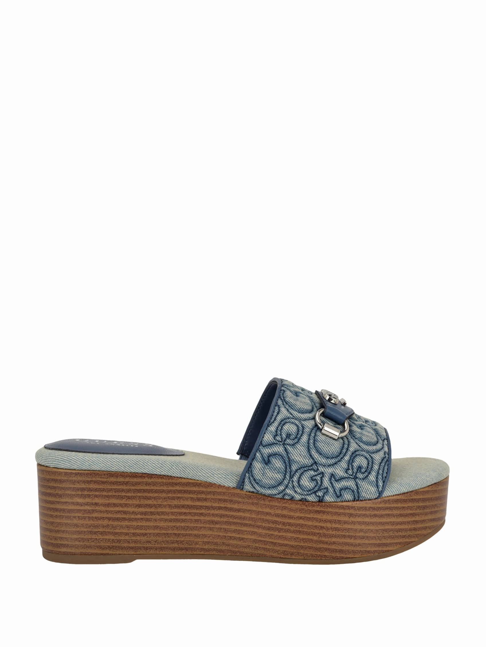 Matties Denim Wooden Platform Sandals Footmates Sandals