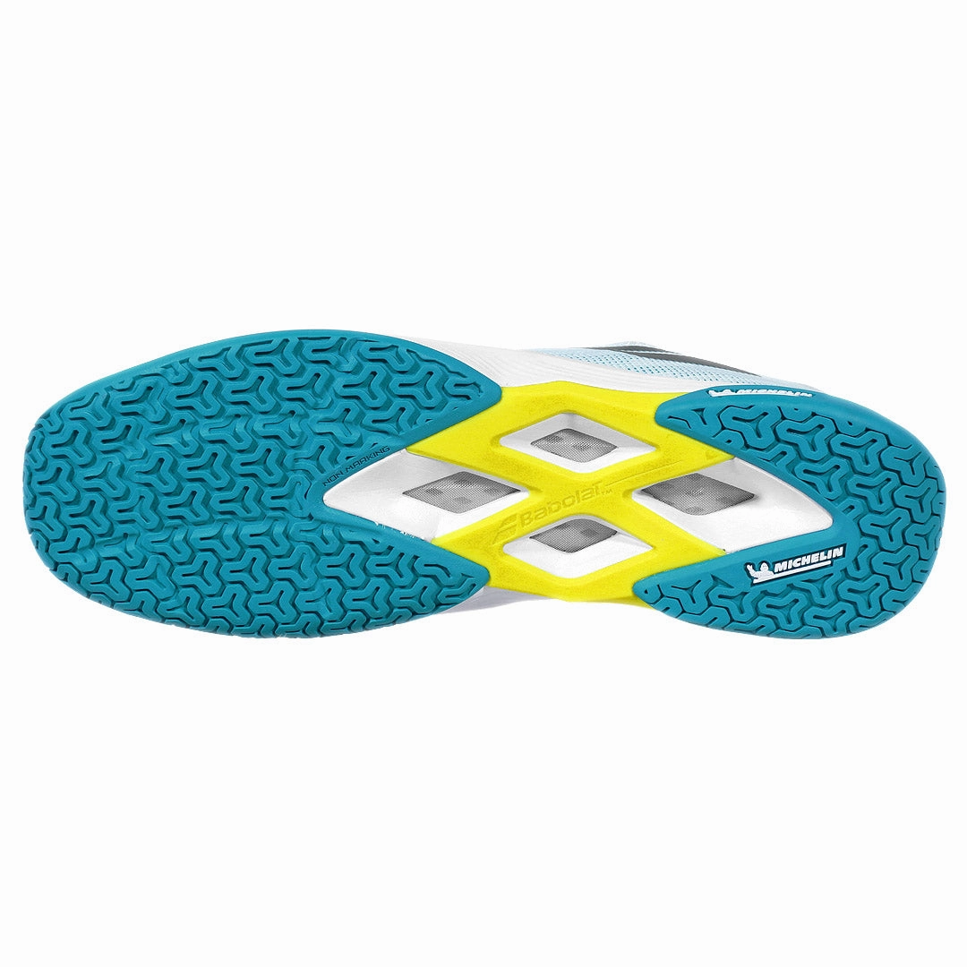 Babolat Men's Shadow Spirit 2 - White/Algier Blue Vintage Badminton Shoes