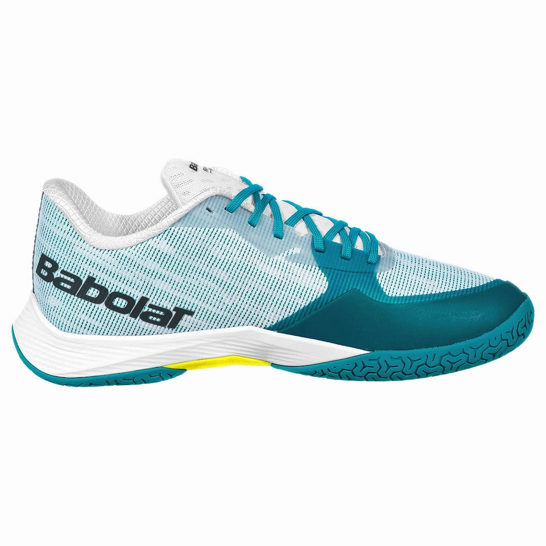 Babolat Men's Shadow Spirit 2 - White/Algier Blue Professional Badminton Shoes