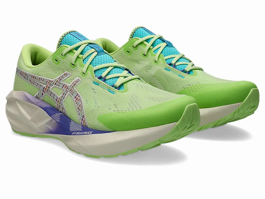 Mens Asics Novablast 5 TR - NATURE BATHING/LIME GREEN Journey Running Shoes