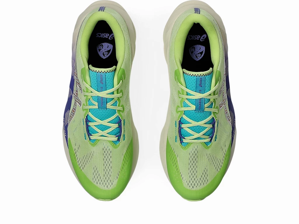 Mens Asics Novablast 5 TR - NATURE BATHING/LIME GREEN Zoomx Running Shoes