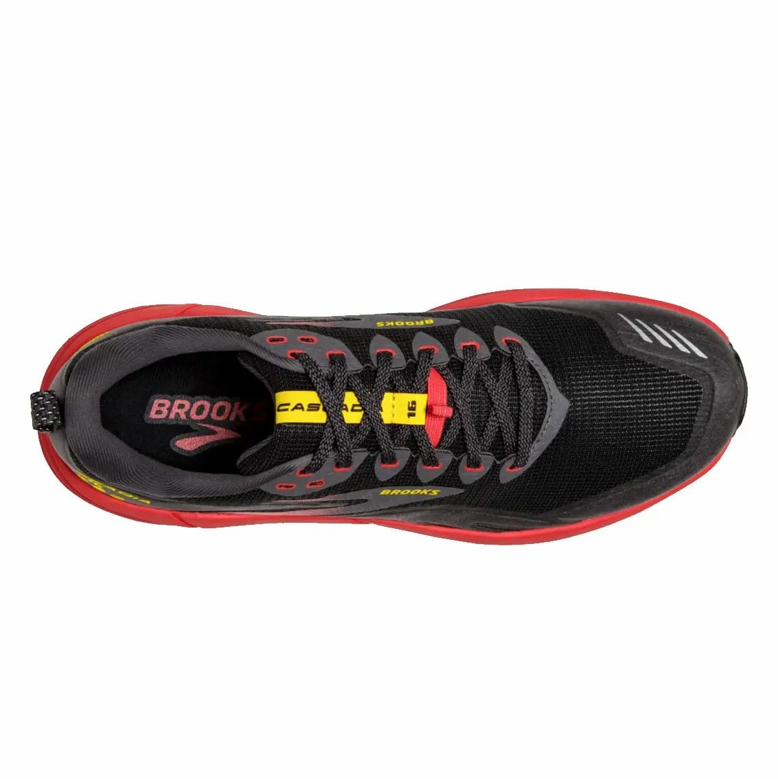 Mens Brooks Cascadia 16 - Black / Fiery Red / Yellow Superblast 2 Running Shoe