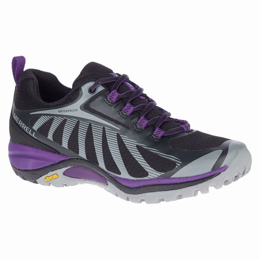 Merrell Women's Siren Edge 3 Waterproof Sneaker - Black/Acai Hiking Shoes For Kilimanjaro