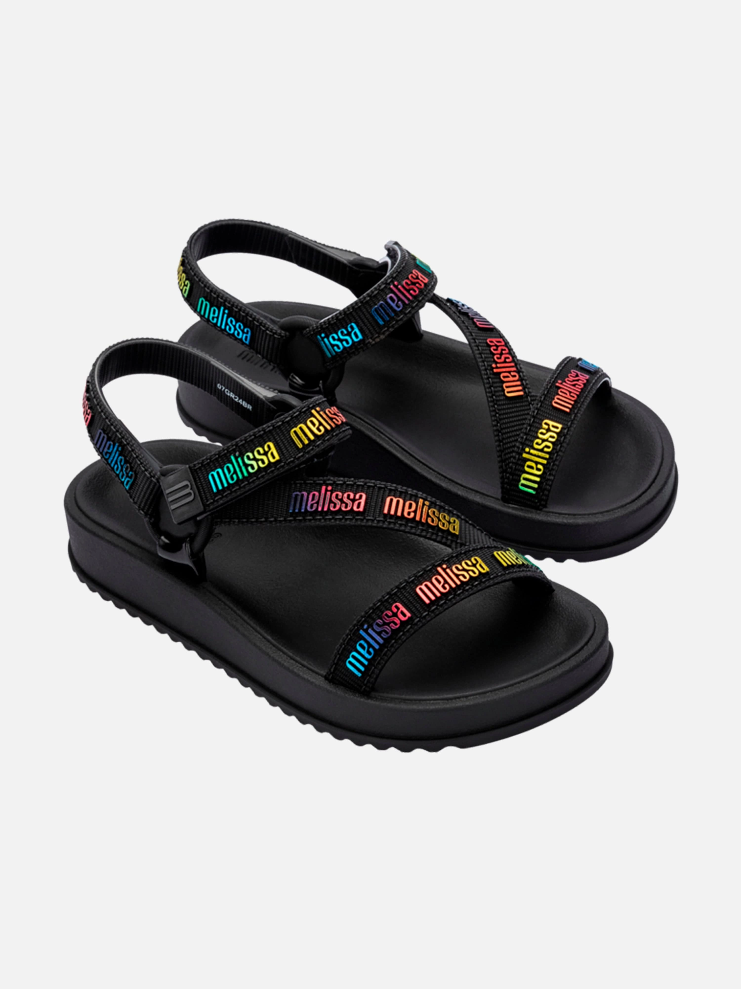 Big Buckle Sandals Mini Melissa Girls Stripes M Lover Sandals in Black