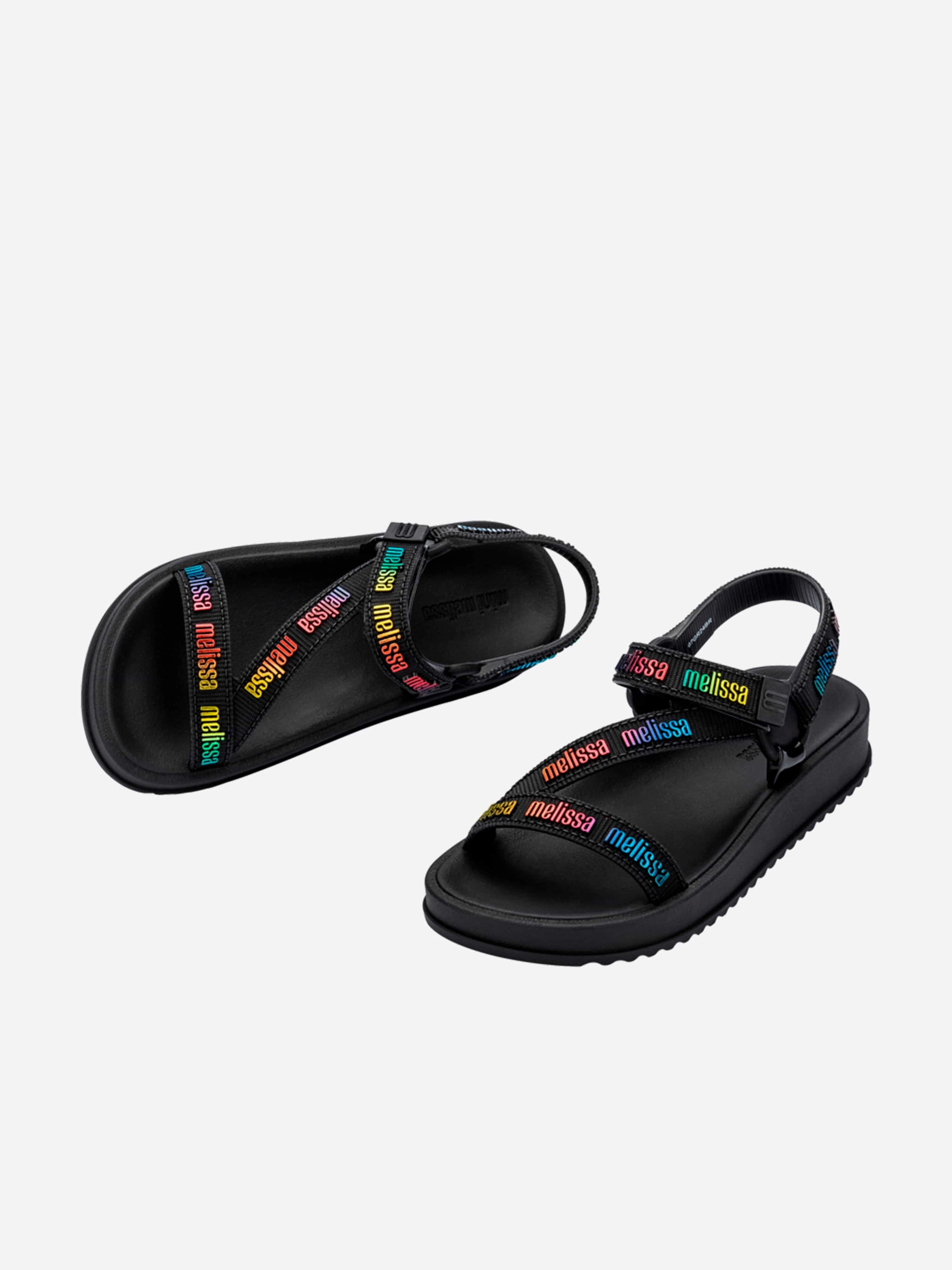 Mini Melissa Girls Stripes M Lover Sandals in Black Best Comfortable Sandals