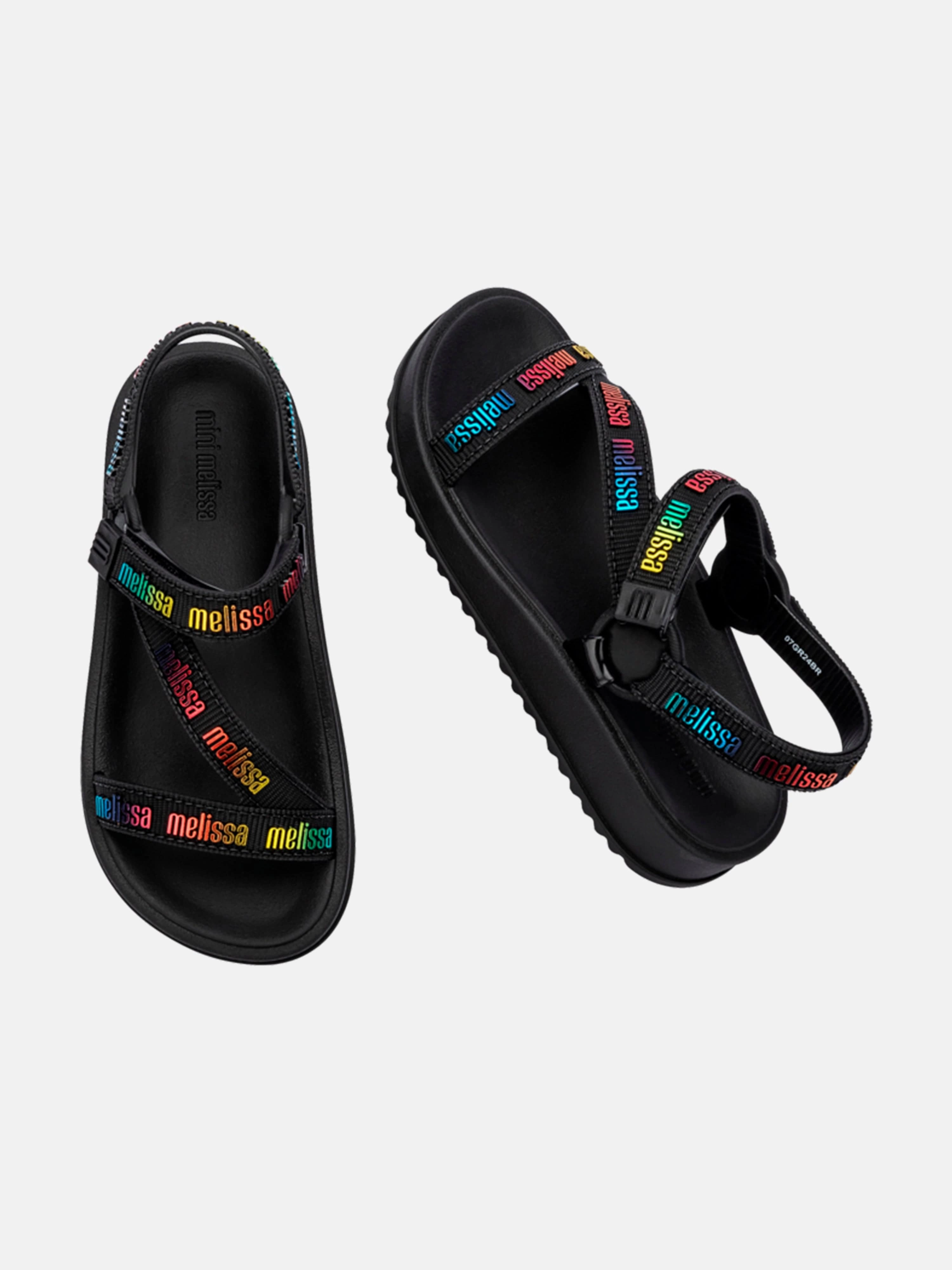 Sandals Thin Strap Mini Melissa Girls Stripes M Lover Sandals in Black