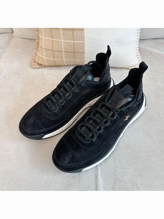 Mixed Fiber Suede Low Top Sneakers Black Chanel Sonic Sneakers