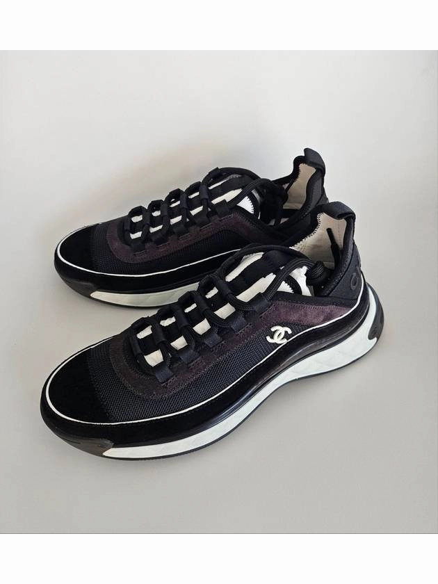Goodyear Sneakers Mixed Fibers Fabric Suede Calfskin Low-Top Sneakers Black Chanel