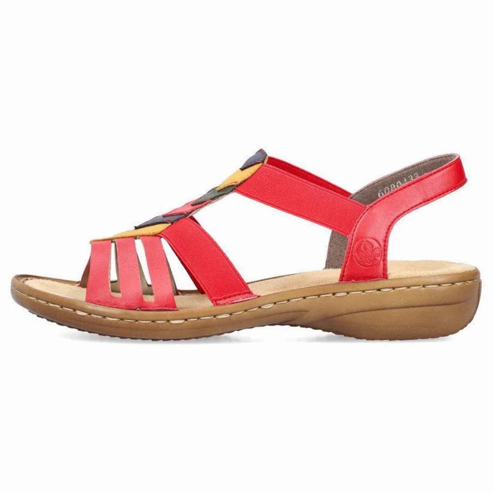 Sandals Pointed Toe Rieker Regina 04 Rosso/Ocker Sandal (Women's)