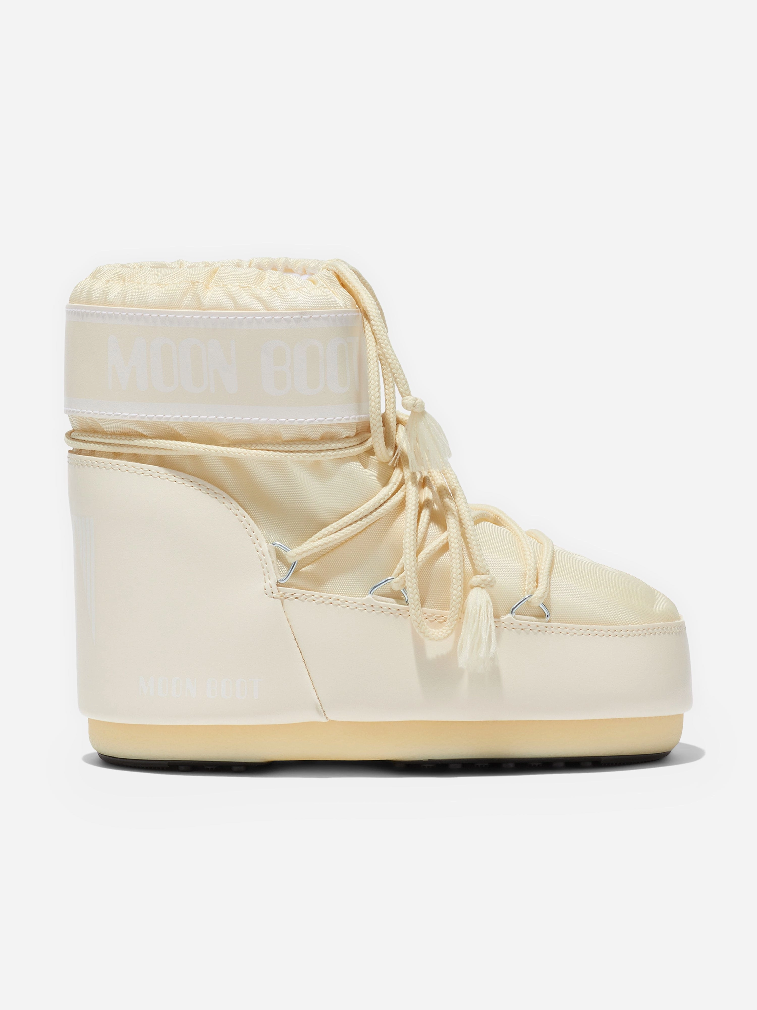 Moon Boot Girls Icon Low Boots in Ivory Dog Snow Suspender Boots