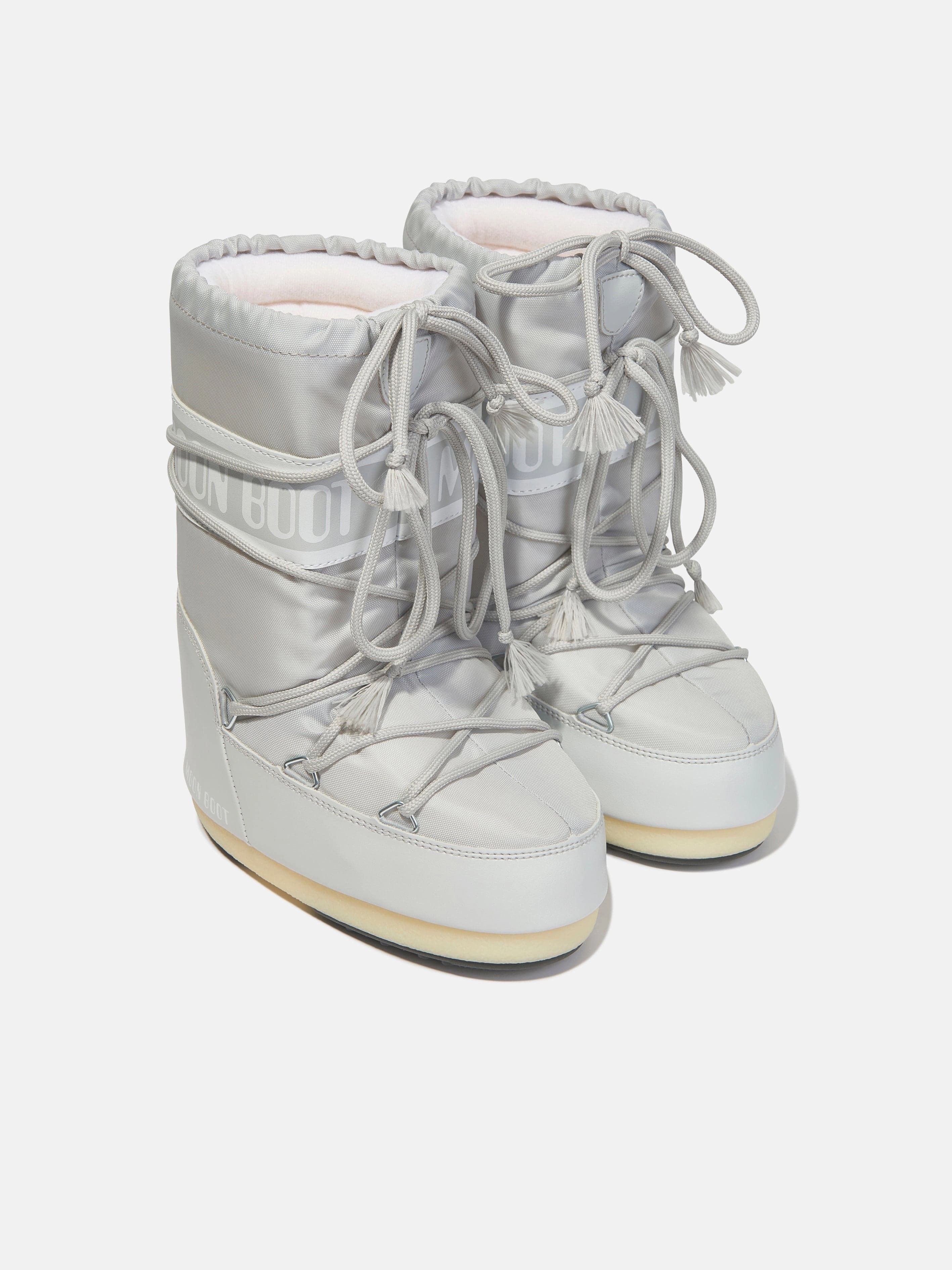 Moon Boot Kids Icon Nylon Snow Boots in Grey Waterproof Timberland Snow Boots