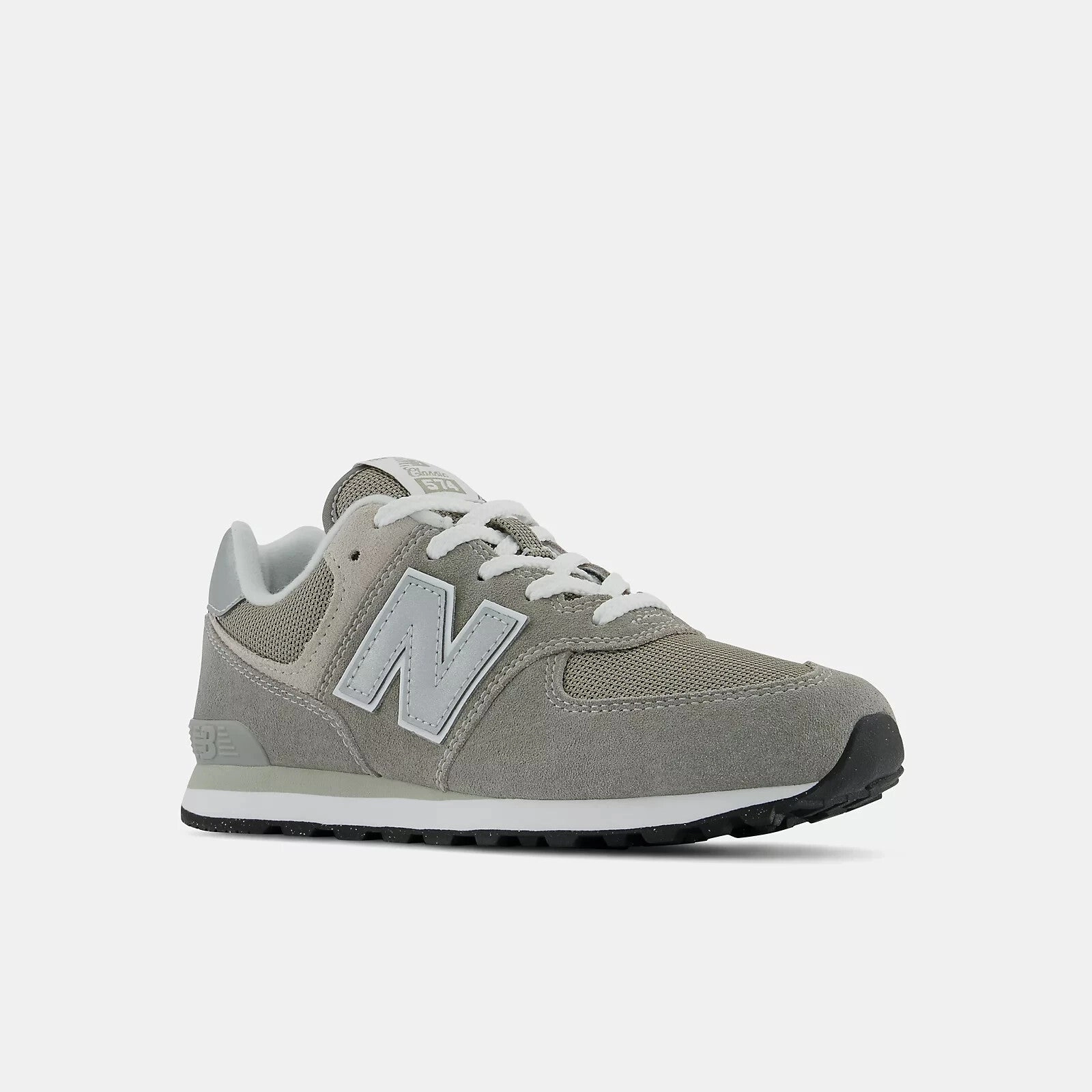 New Balance 574 GC574EVG Big Kids Gray White Leather Lifestyle Shoes FD969 New Balance Slip On Shoes For Men