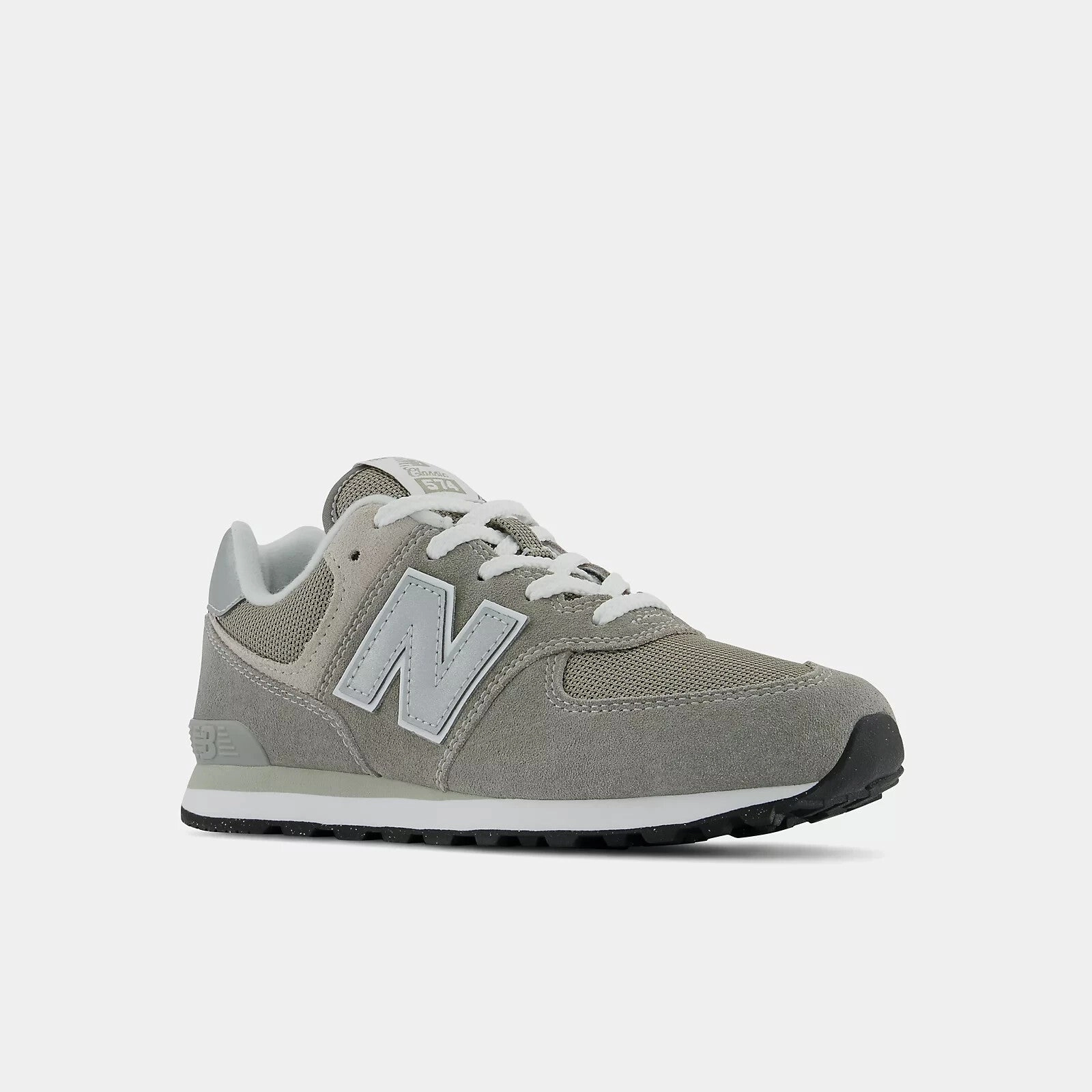 New Balance 574 GC574EVG Kids  Gray White Leather Lifestyle Shoes DWA794 New Balance Platform Sneakers
