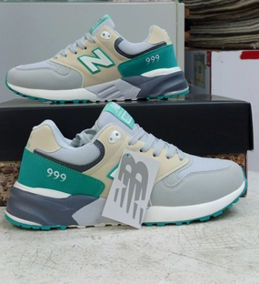 New Balance 999 Sneakers Grey with Teal & Tan Accents Sneakers Runners