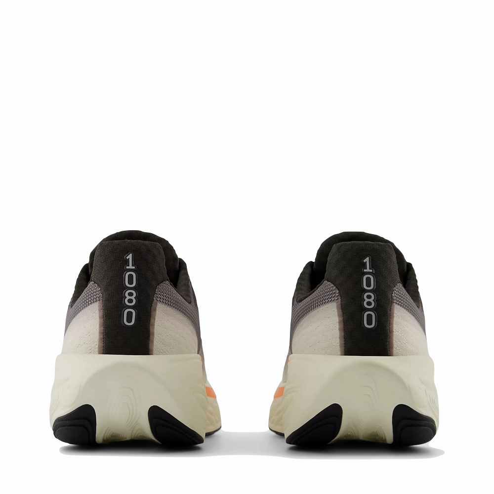 New Balance Men's Fresh Foam X 1080v14 Sneaker in Black Cement with Angora and Hot Mango