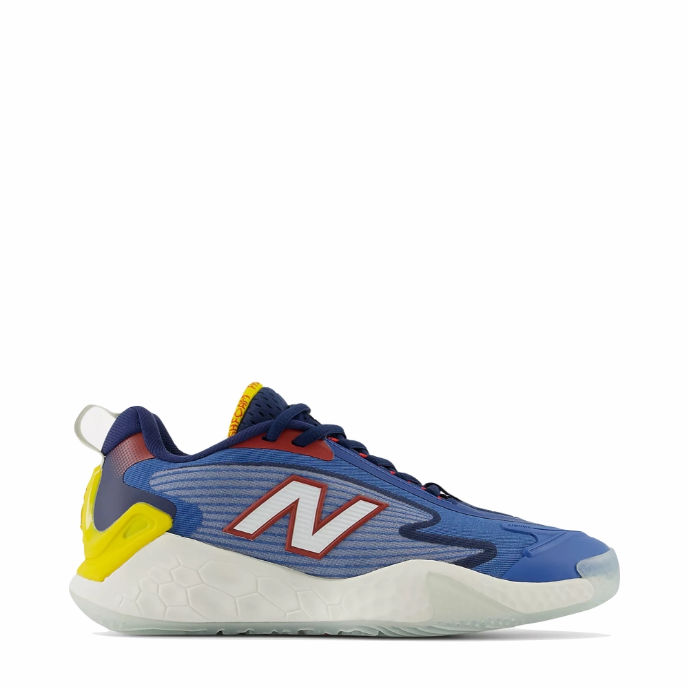 New Balance Women's Fresh Foam X CT-Rally Court Sneaker in Nb Navy with True Red and Ginger Lemon New Balance Leather Tennis Shoes