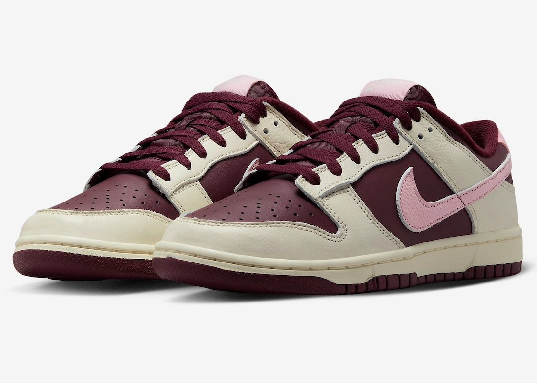 Nike Men's Dunk Low Retro RPM Shoes -  Pale Ivory / Medium Soft Pink / Night Maroon Drake Basketball Shoes