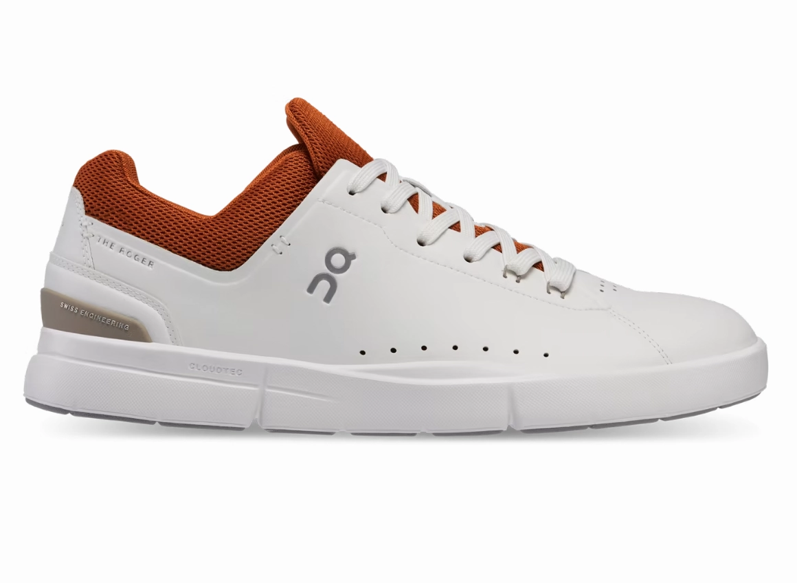 On Mens Roger Advantage- White/Rust (48.98516) Boutique Tennis Shoes
