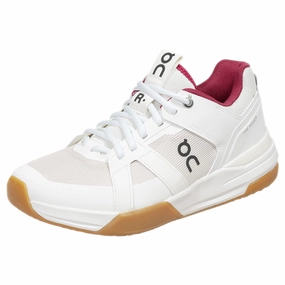 On Women's THE ROGER Clubhouse Pro - Ivory/Grenadine Platform High Top Tennis Shoes