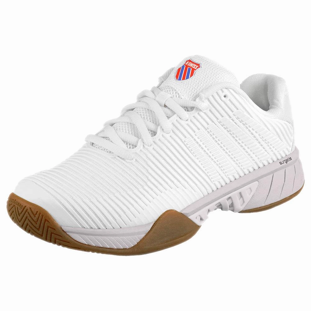 Untied Shoes Badminton K-Swiss Women's Hypercourt Express 2 - Indoor - Bright White/Gum