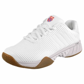 Badminton Shoes Flat Feet K-Swiss Women's Hypercourt Express 2 - Indoor - Bright White/Gum