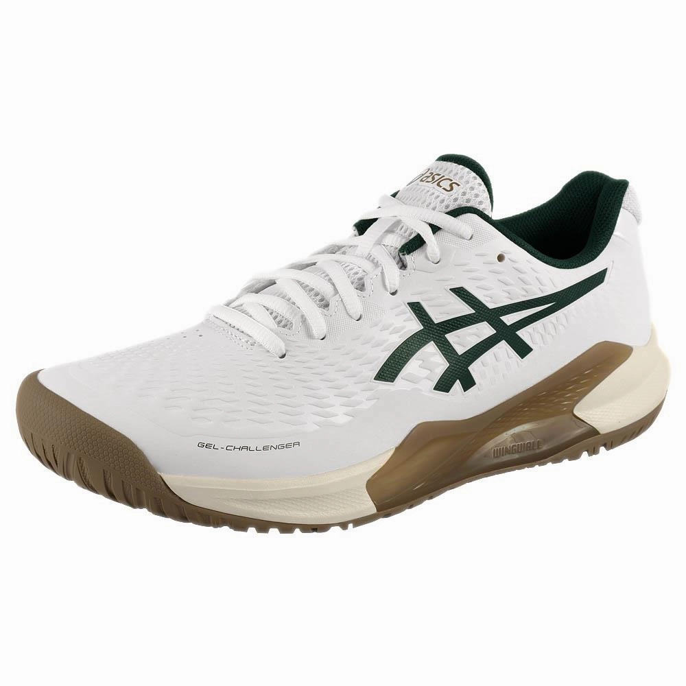 All White Tennis Shoes Asics Men's Gel-Challenger 14 - White/Saxon Green