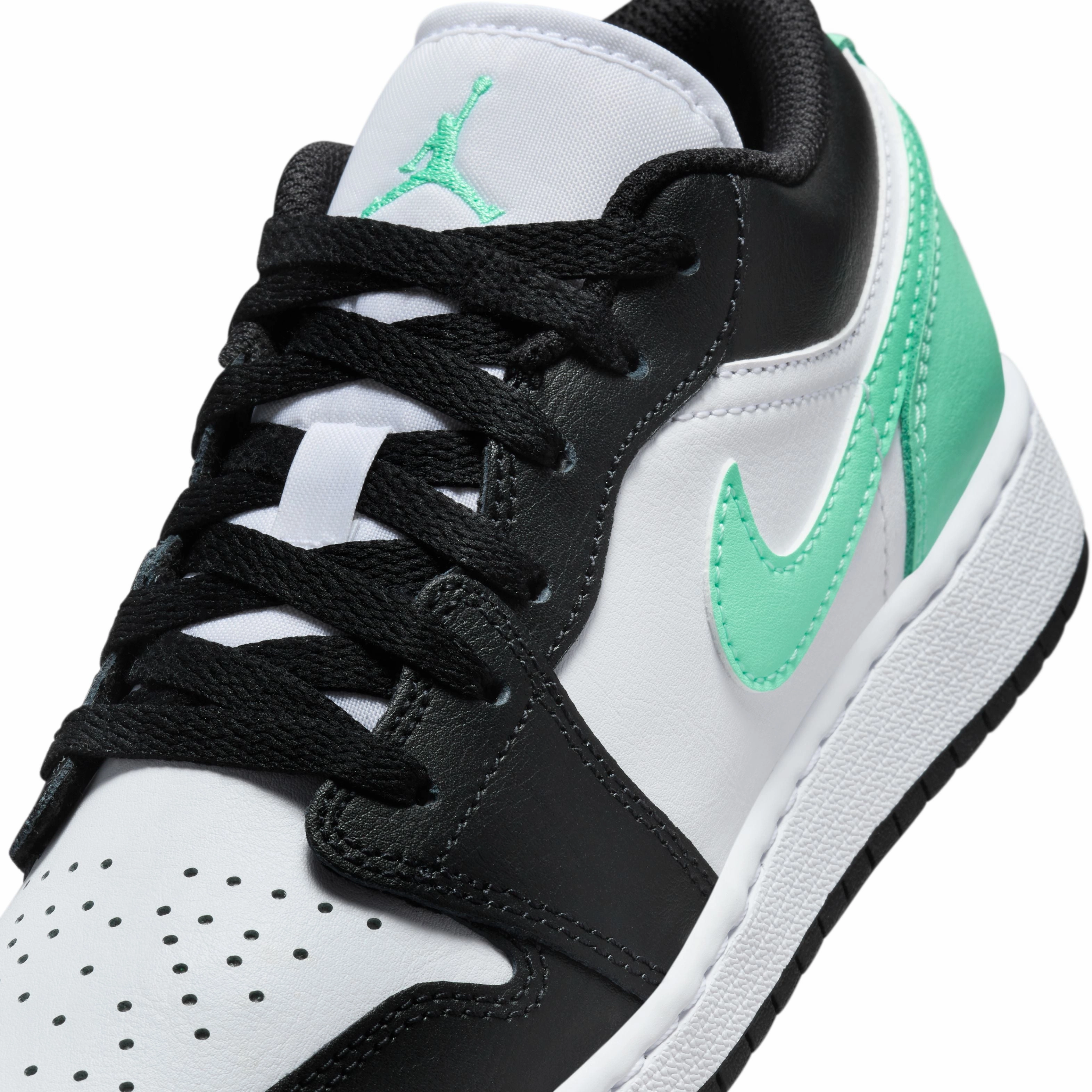 Kids Air Jordan 1 Low 'White Green Glow' Basketball Shoes Impact Protection