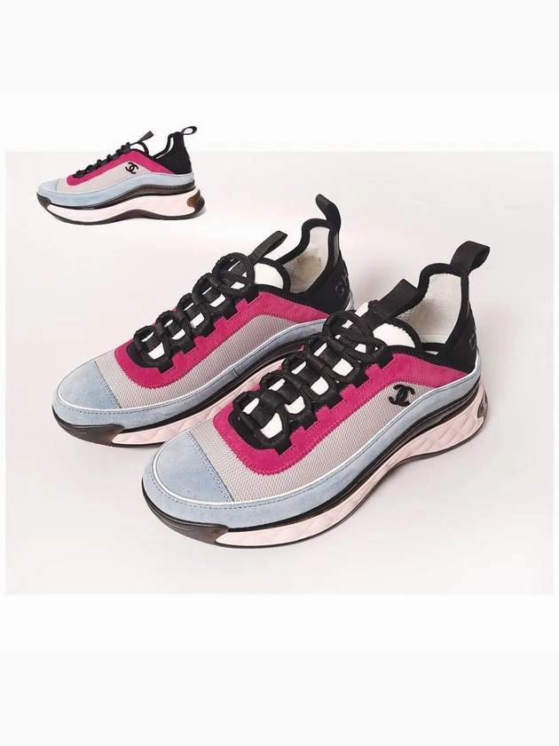 Fabric Suede Calfskin Low Top Sneakers Chanel Height Increasing Sneakers