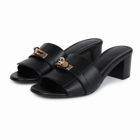 Sandals Clarks Hermes Gigi 50 Sandals 37.5 EU Black Calfskin Permabrass Hardware