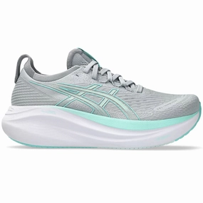 Women's Asics Gel-Nimbus 27, Piedmont Grey/Illuminate Mint, 9 B Medium Asics Shoes Volleyball Price