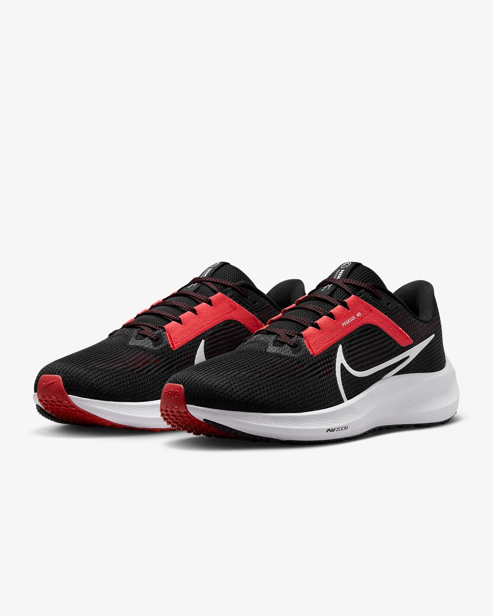 Nike Men's Pegasus 40 Shoes - Black / Light Crimson / White Nike All Purpose Shoes