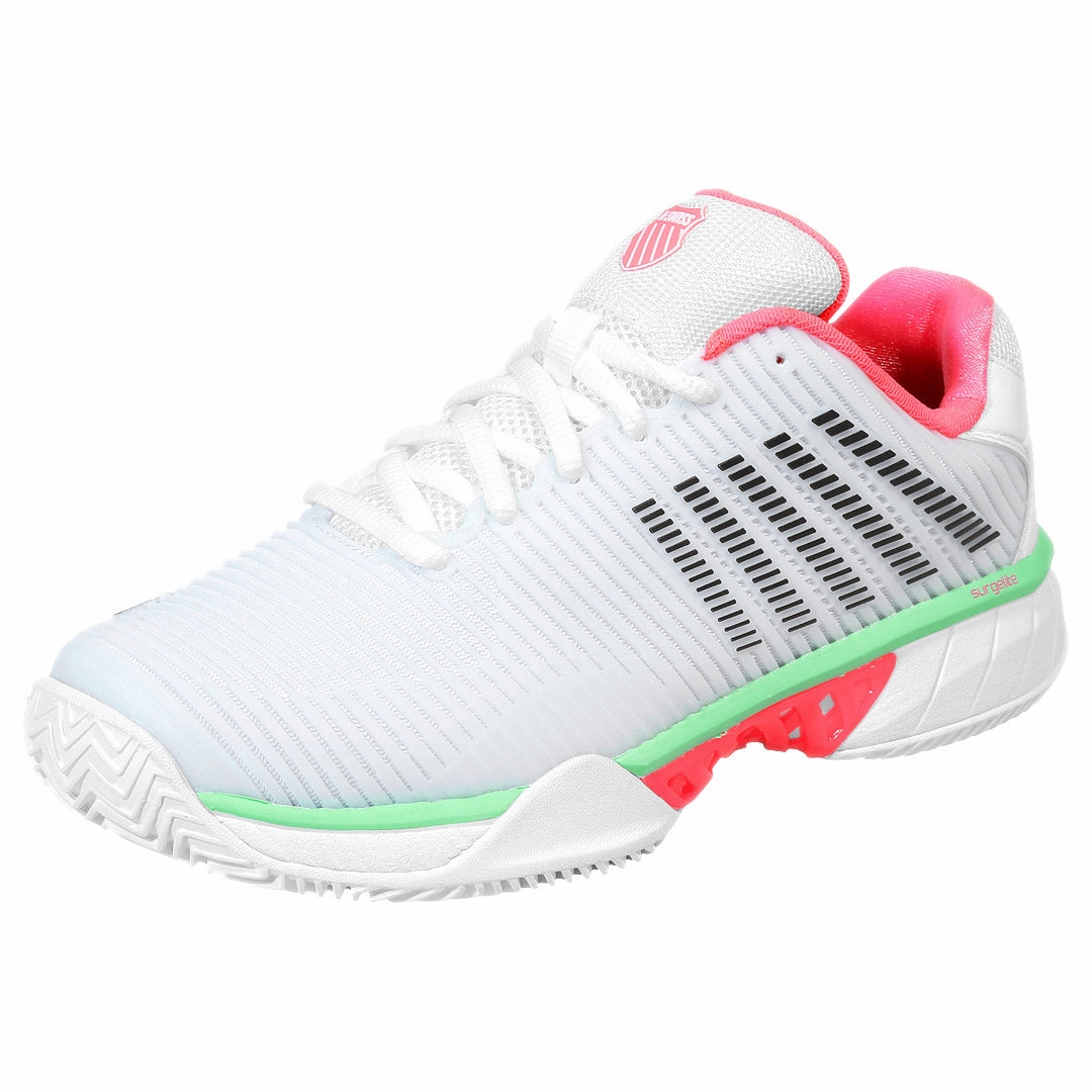 Perry Ellis Tennis Shoes K-Swiss Women's Hypercourt Express 2 - Clay - White/Neon Pastel Pink