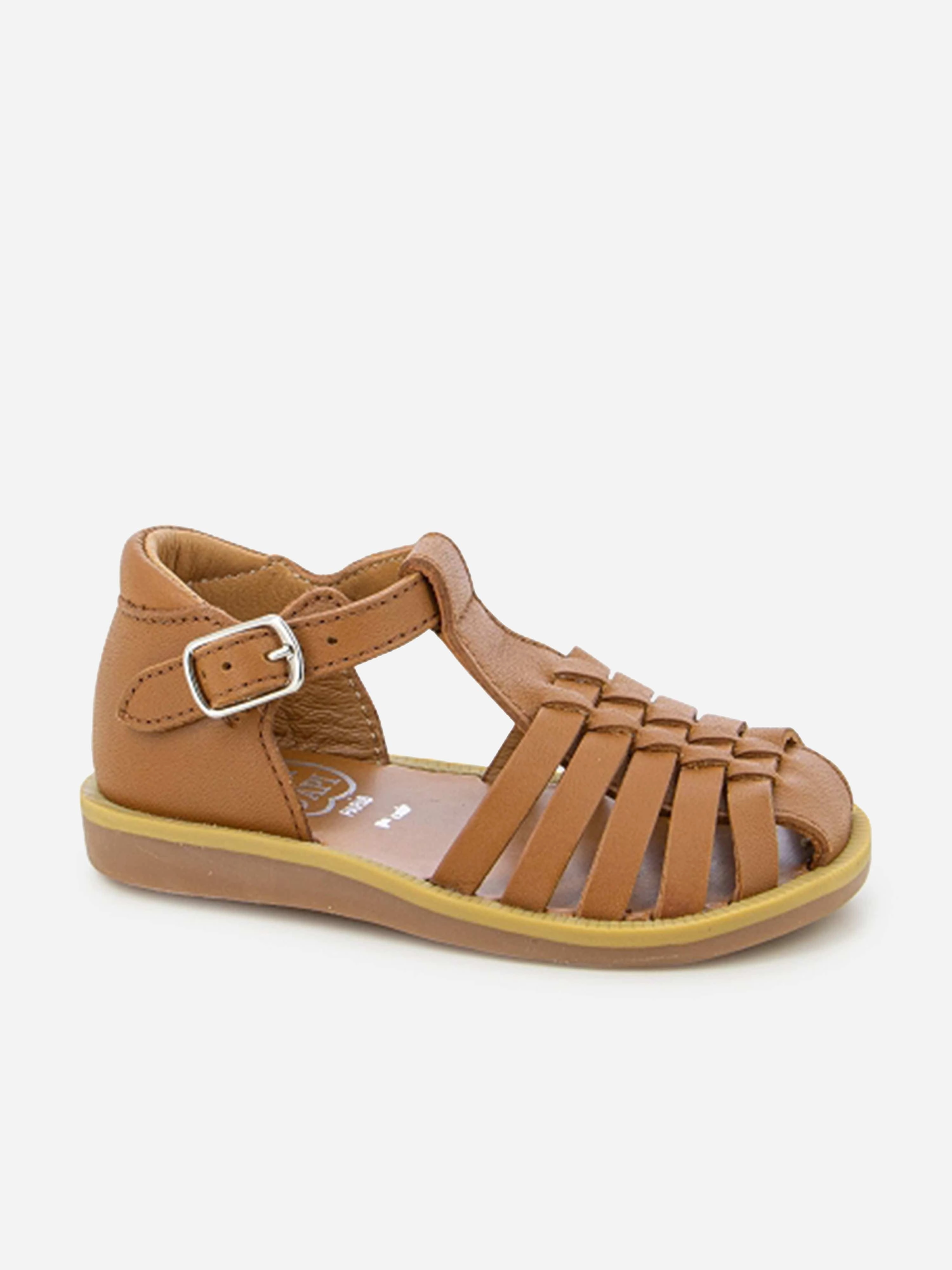 Sandals Birkenstock Sale Pom D'Api Girls Leather Poppy Pitti Sandals in Brown