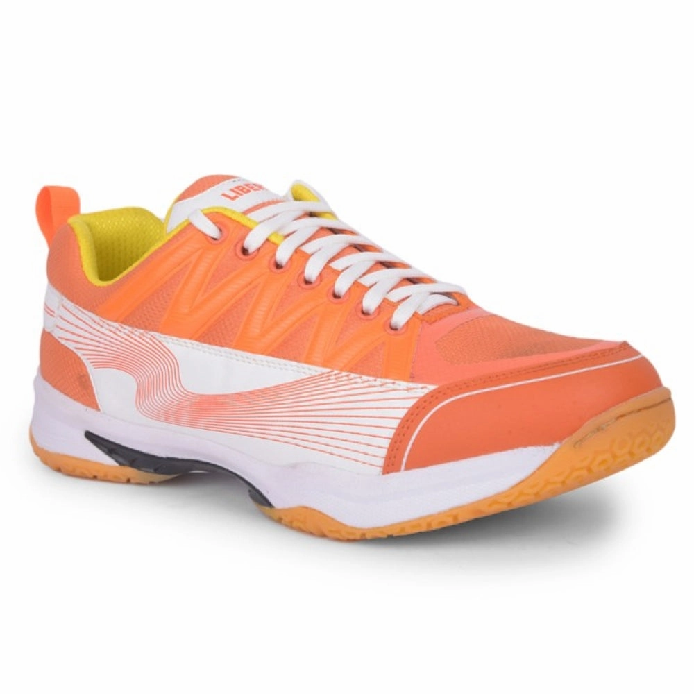 FREEDOM Orange Sports Non-Marking Paddle/Pickleball & Badminton Shoes For Men GRIPPER-01 By Liberty Badminton Shoes Ankle Support
