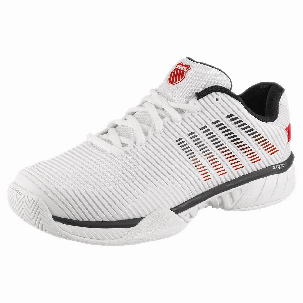 Tennis Shoes Stores K-Swiss Men's Hypercourt Express 2 - 2E Width - White/Mars Red