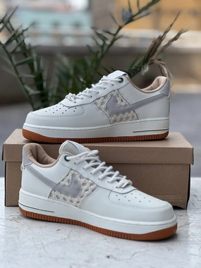 Air Force 1 Sneakers - Cream & Beige with Woven Accents Clean Sneakers