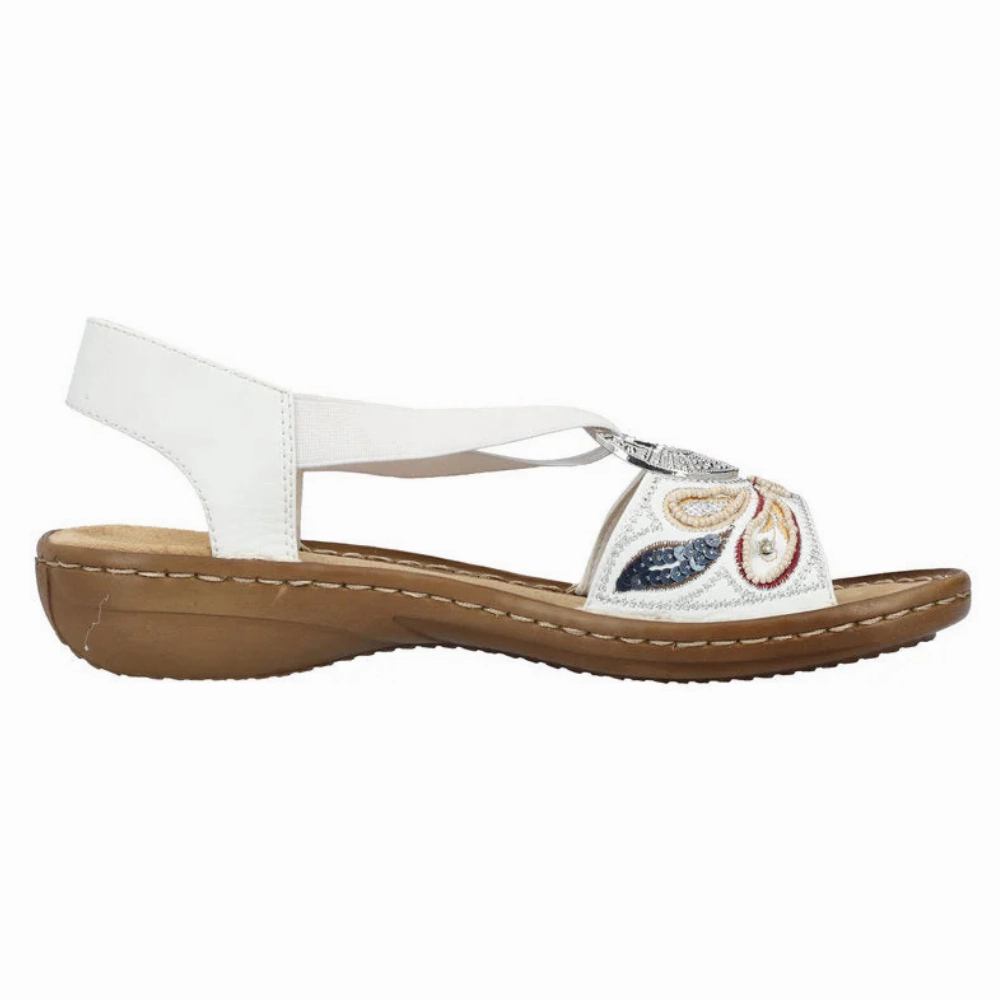 Echo Sandals Rieker Regina B4 White Leather Sandal (Women's)