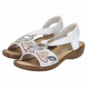 Leather Block Heel Sandals Rieker Regina B4 White Leather Sandal (Women's)
