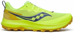 Saucony Peregrine 14 Mens Trail Running Shoes - Yellow Running Shoes With Big Toe Box
