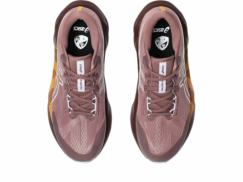 Waterproof Road Running Shoes Womens Asics Novablast 5 TR  - NATURE BATHING / RUBBLE RED