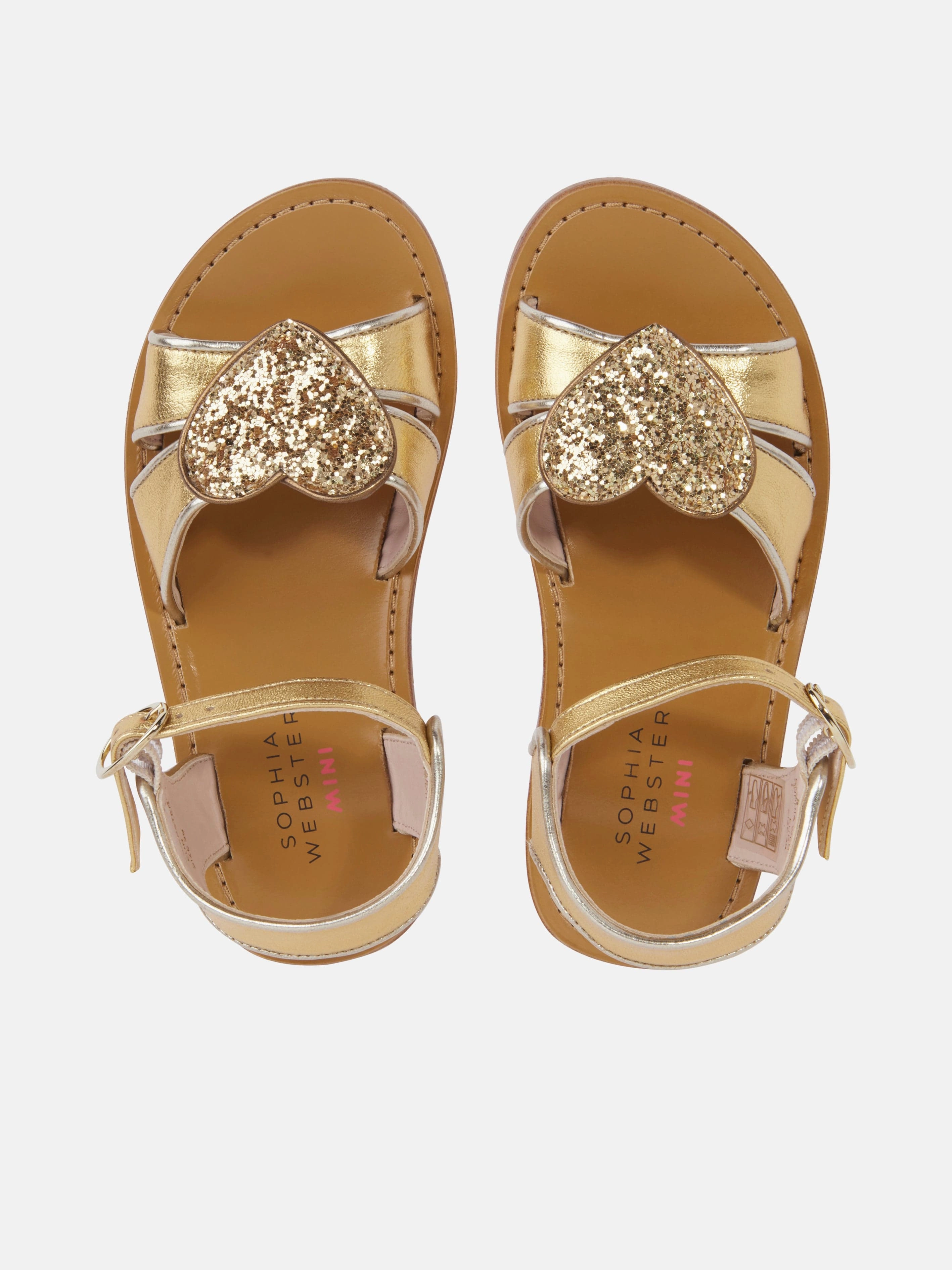Sophia Webster Girls Leather Amora Sandals in Gold Kira Sandals