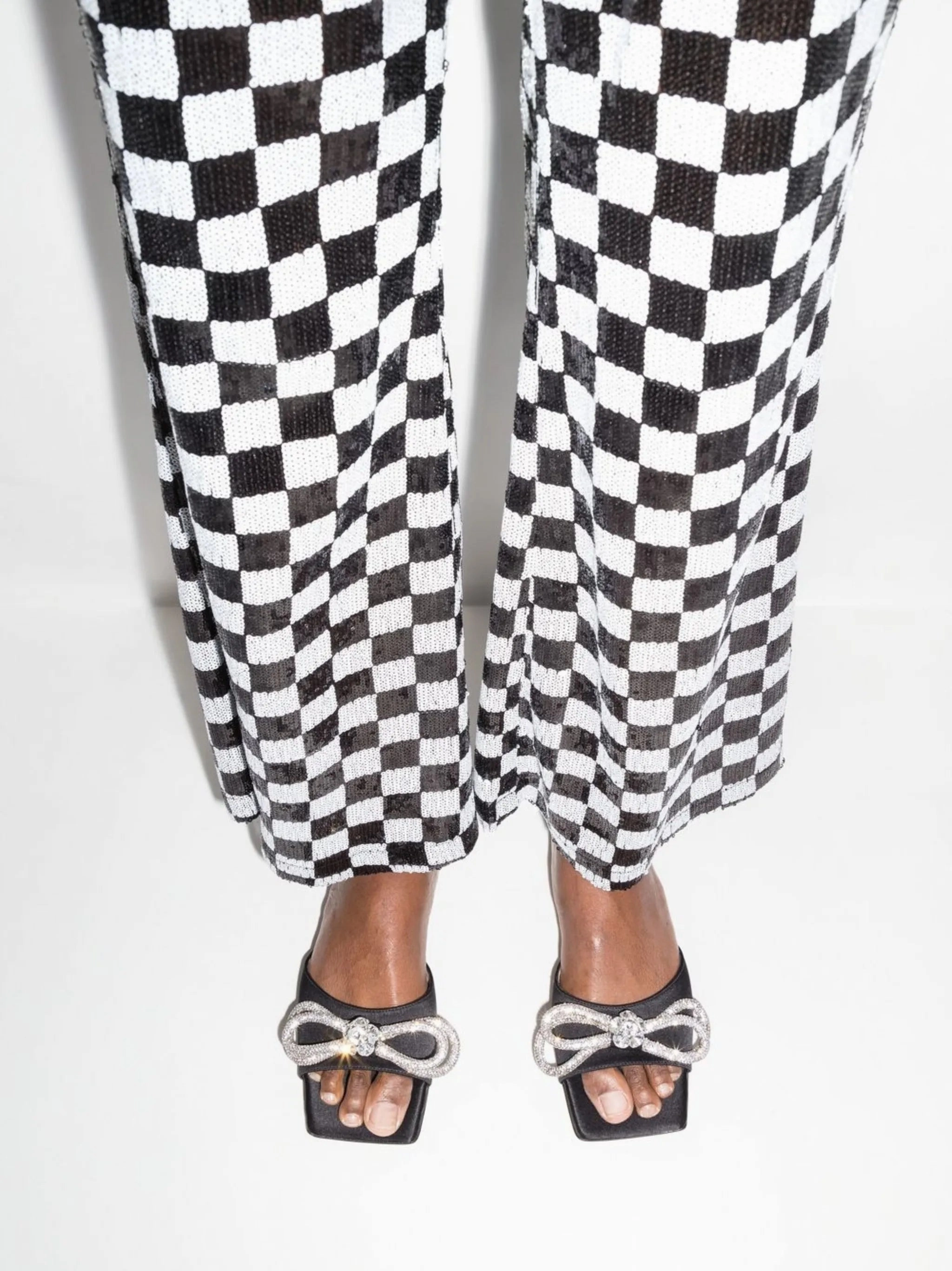 crystal-embellished double-bow satin sandals Water Sandals