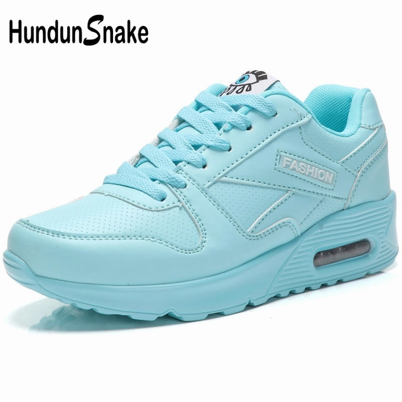 Hundunsnake Air Cushion Women's Sneakers Women Blue Sport Shoes Woman Sports Shoes Ladies Leather Running Shoes For Women T31 Active Tennis Shoes