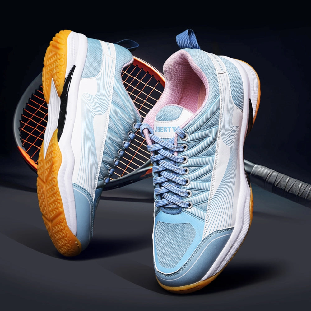 FREEDOM Sky Blue Sports Non-Marking Paddle/Pickleball & Badminton Shoes For Men GRIPPER-01 By Liberty Court Shoes Badminton