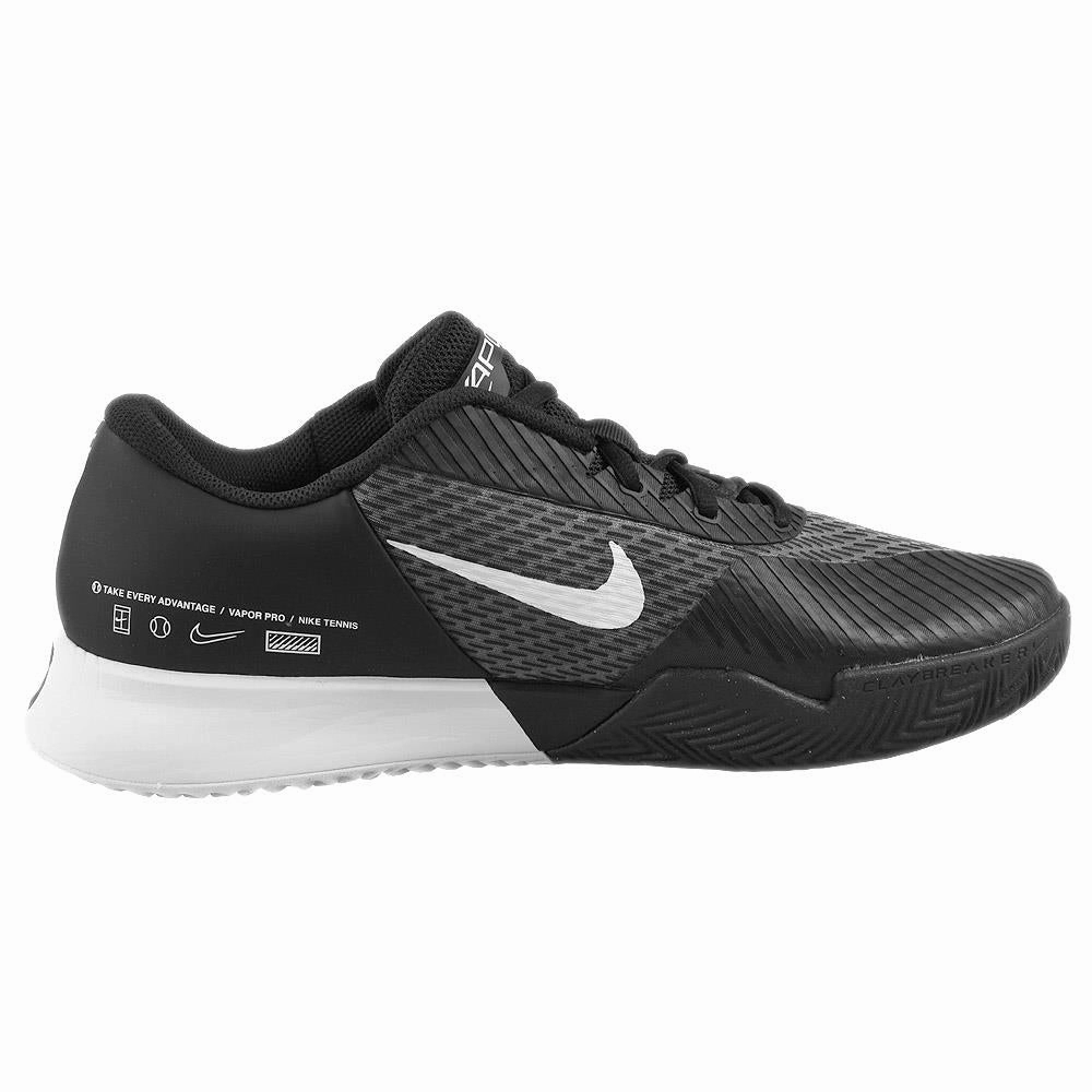 Nike Men's Air Zoom Vapor Pro 2 - Clay - Black/White Jordan Tennis Shoes