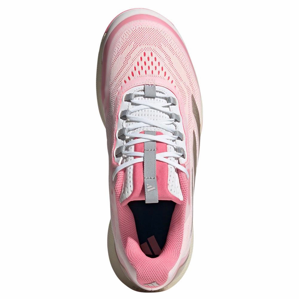 adidas Women's Avacourt 2 EM - Cloud White/Lucid Pink Grey Leather Tennis Shoes
