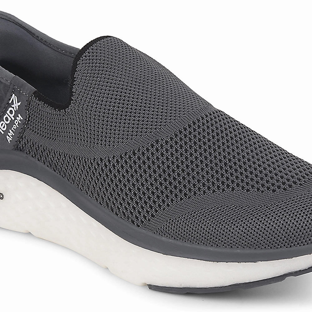 Leap7x Dark Grey Sports Non Lacing Walking Shoes For Men NITRUN-13 By Liberty Best Men's Walking Shoes For Flat Feet