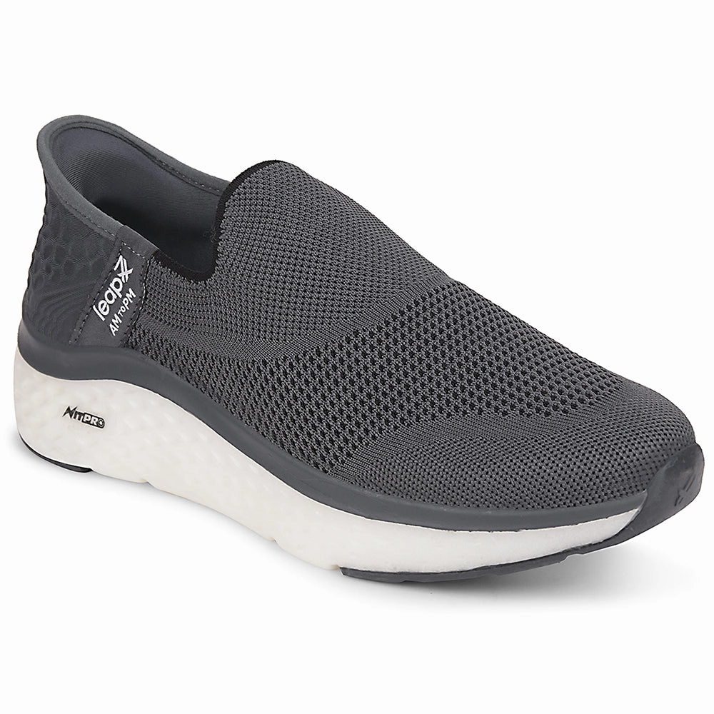 In House Leap7x Dark Grey Sports Non Lacing Walking Shoes For Men NITRUN-13 By Liberty