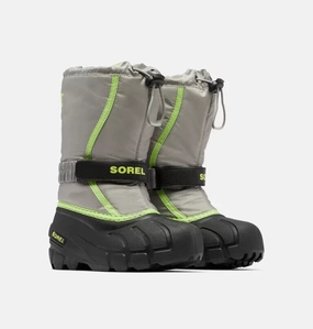 Sorel Flurry 1855251-062 Kids  Chrome Gray Insulated Snow Boots KHD1400 Waterproof Vs Non Waterproof Hiking Shoes